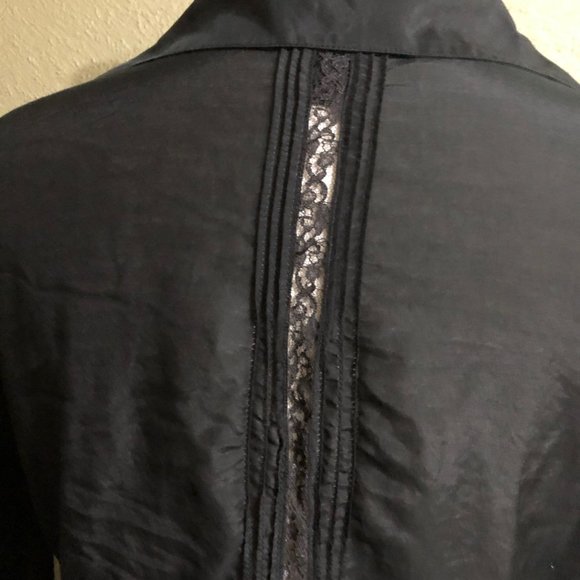 Unique Black Long sleeve tunic blouse lace insets - Picture 8 of 10